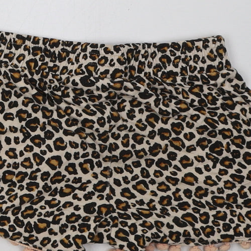 Matalan Girls Brown Animal Print  Sweat Shorts Size 8 Years