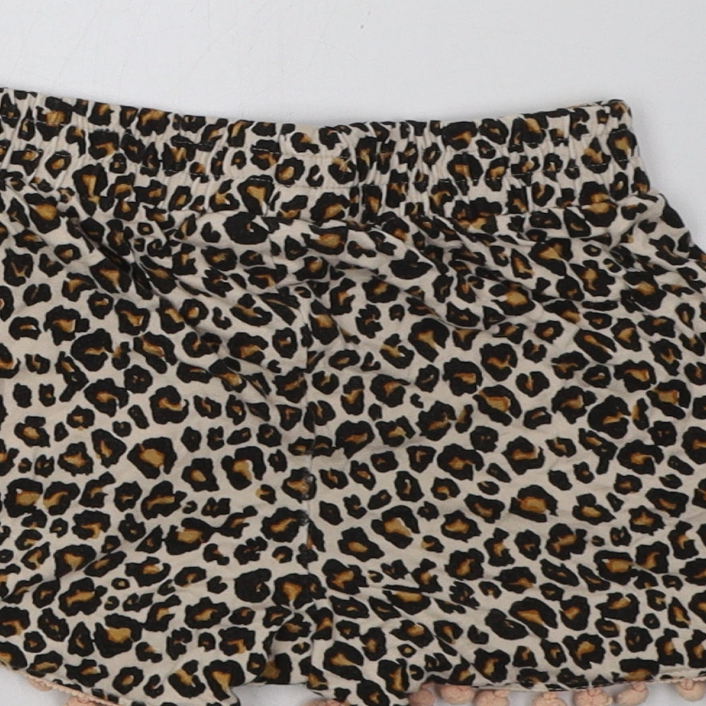 Matalan Girls Brown Animal Print  Sweat Shorts Size 8 Years