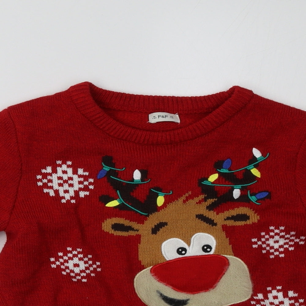 F&F Boys Red   Pullover Sweatshirt Size 7-8 Years  - Christmas