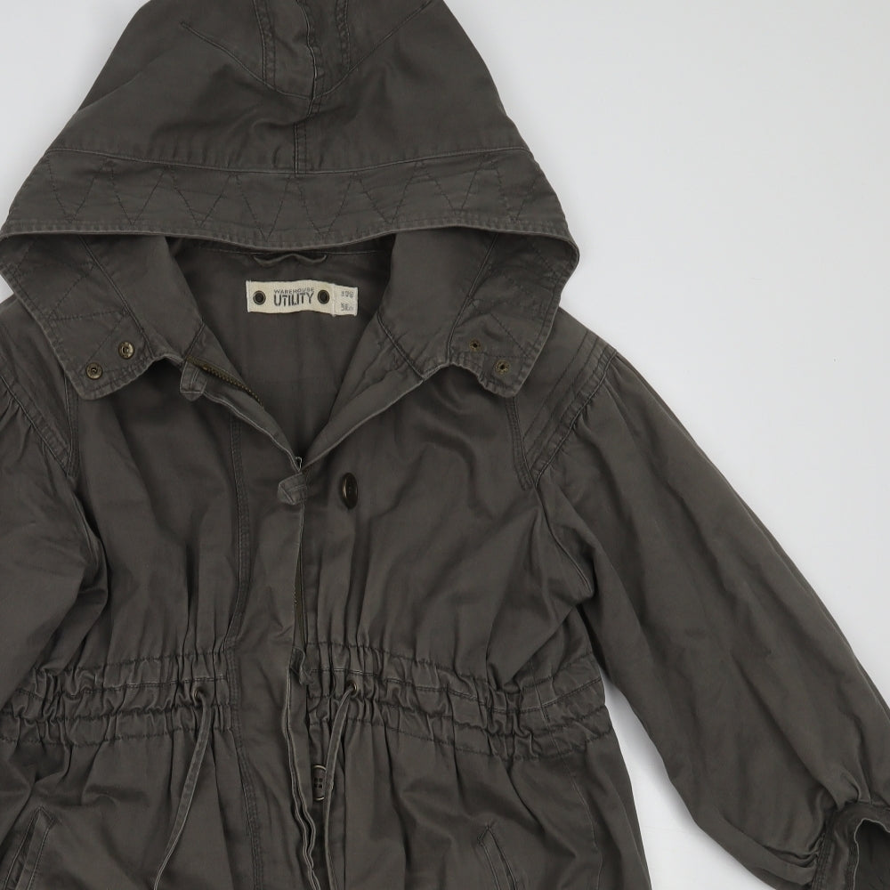 Warehouse Womens Grey   Parka Coat Size 14