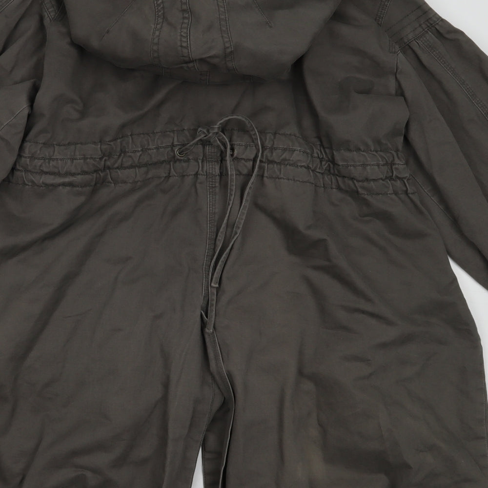 Warehouse Womens Grey   Parka Coat Size 14