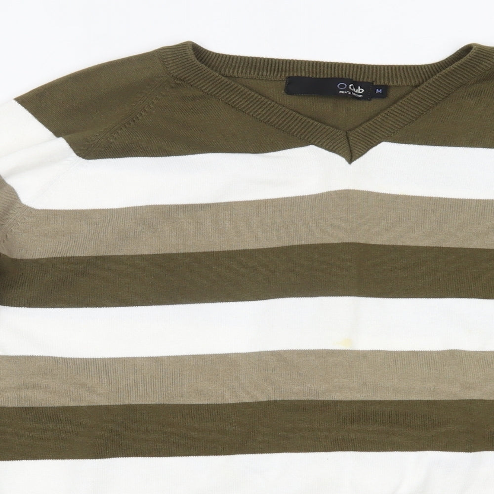 O Club Mens Green Striped  Pullover Jumper Size M
