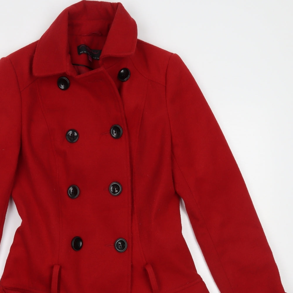 New Look Womens Red   Overcoat Coat Size 8