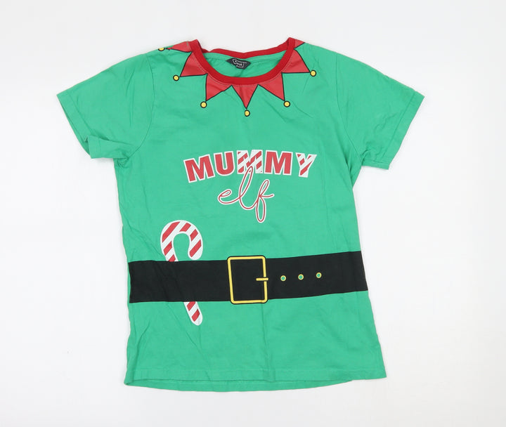 Avenue Womens Green   Basic T-Shirt Size 10  - christmas