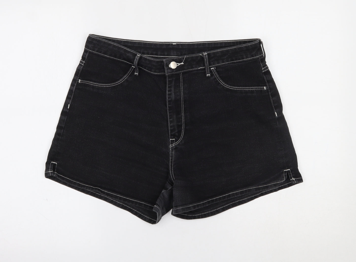 H&M Womens Black  Denim Mom Shorts Size 16