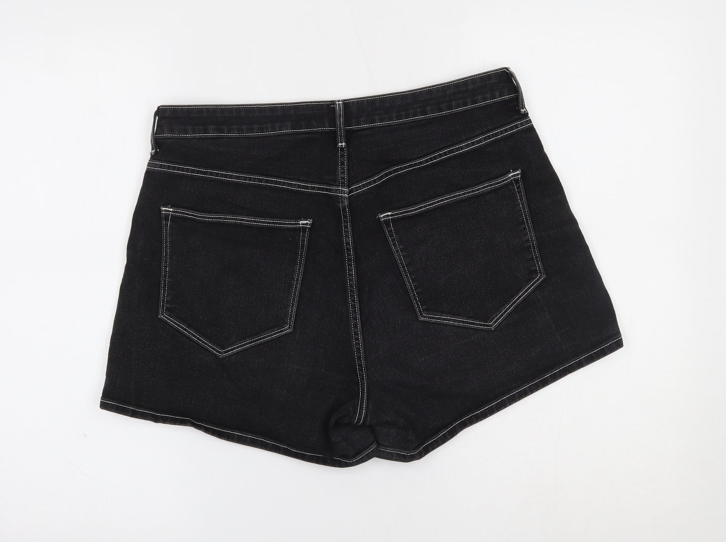 H&M Womens Black  Denim Mom Shorts Size 16