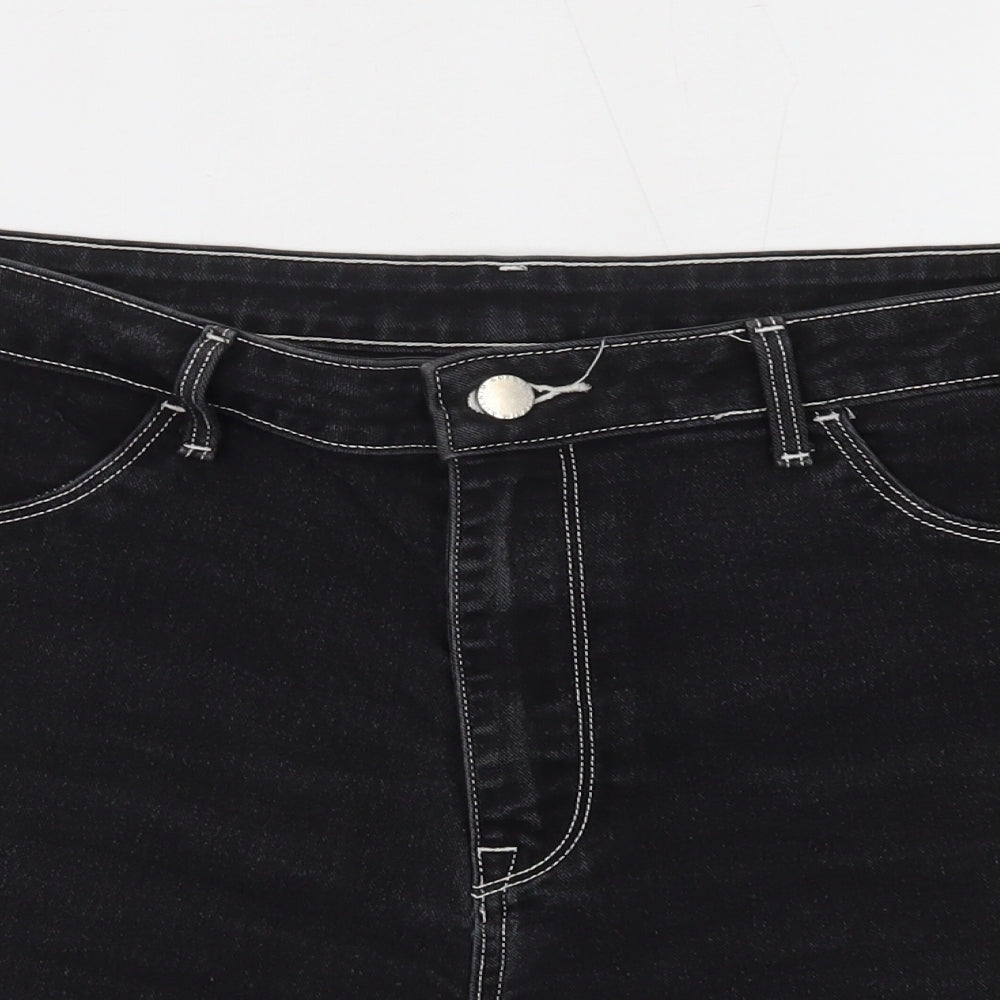 H&M Womens Black  Denim Mom Shorts Size 16