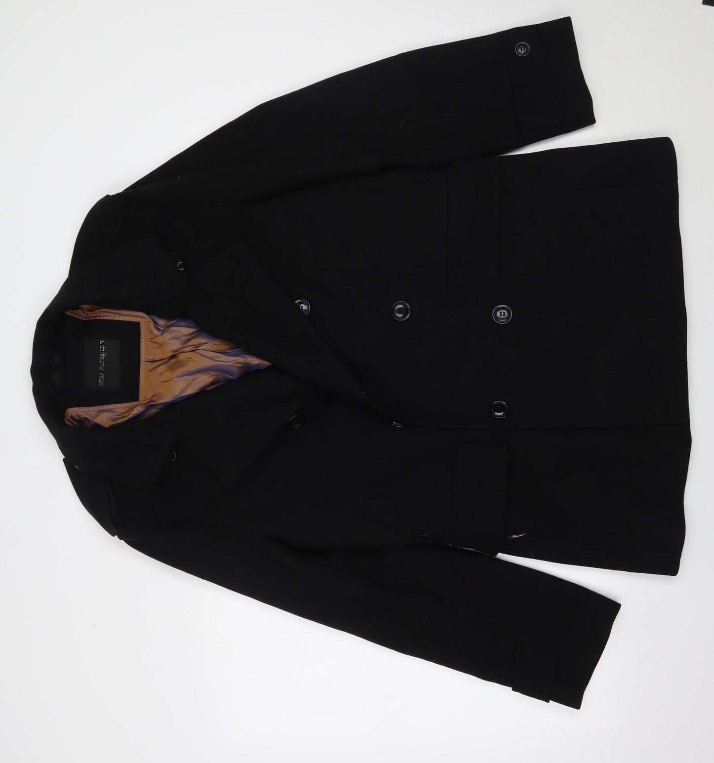 Marks and Spencer Mens Black   Overcoat Coat Size M