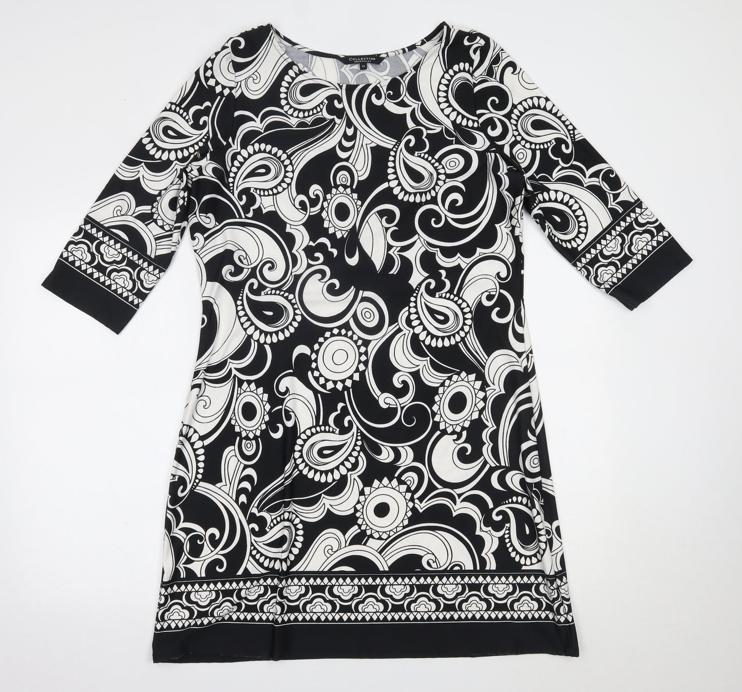 Debenhams Womens Black Paisley  A-Line  Size 14