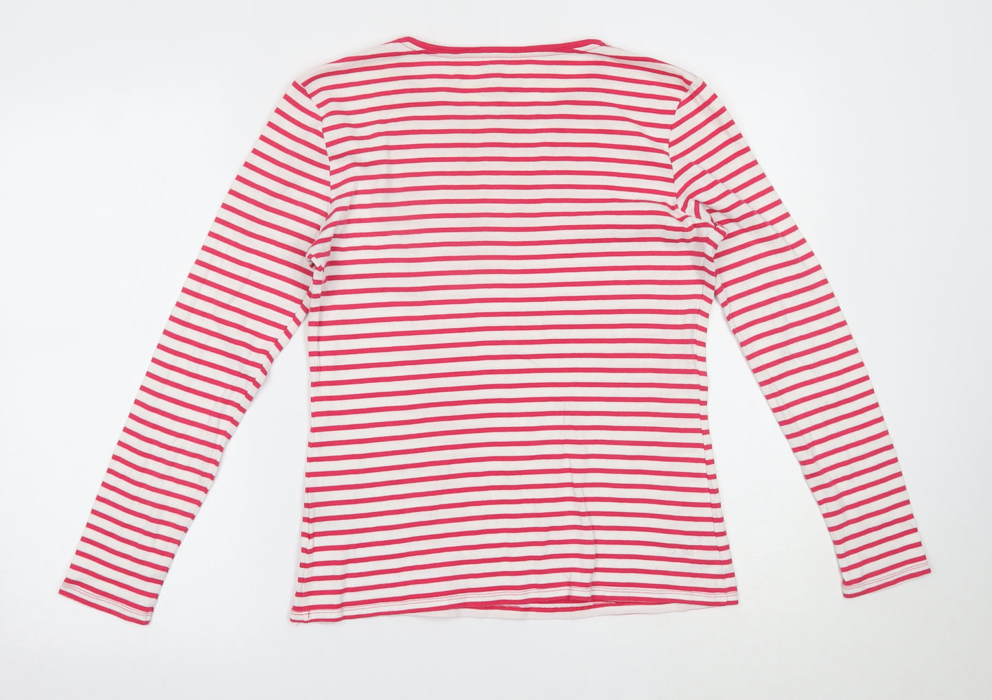 Papaya Womens Pink Striped  Basic T-Shirt Size 14