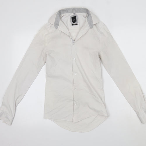 River Island Mens White    Button-Up Size S