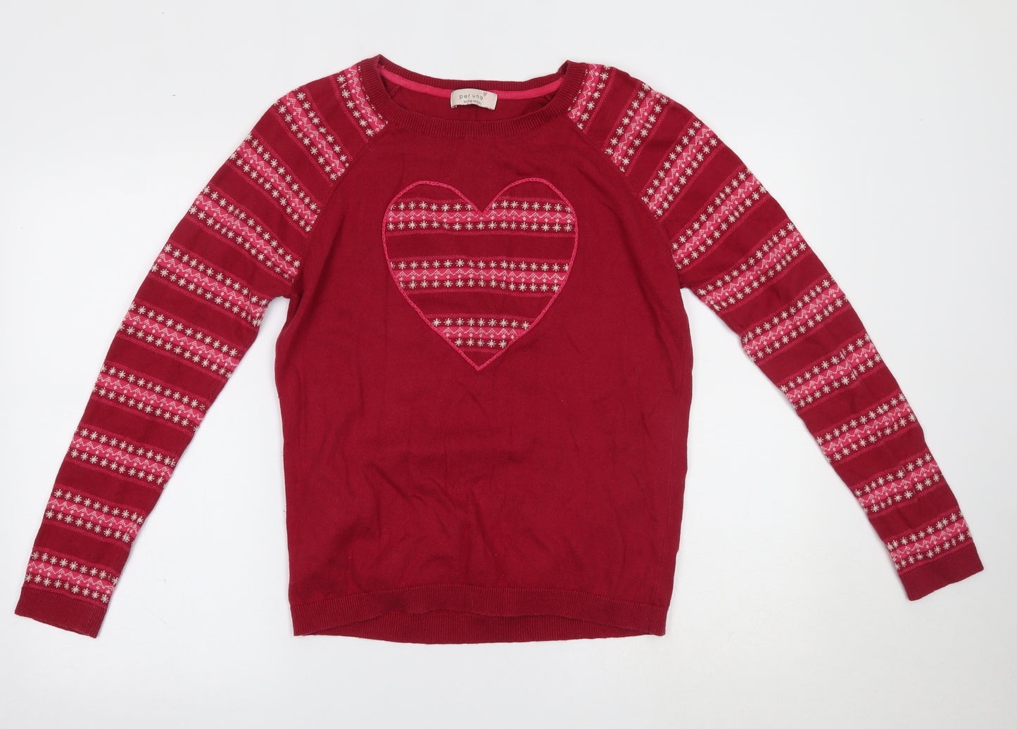 Per Una Womens Red Fair Isle  Pullover Jumper Size 14