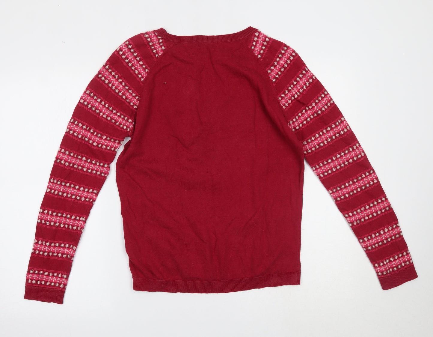 Per Una Womens Red Fair Isle  Pullover Jumper Size 14