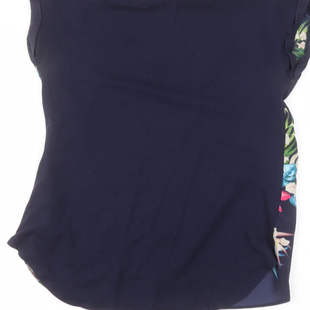 F&F Womens Blue Floral  Basic T-Shirt Size 6