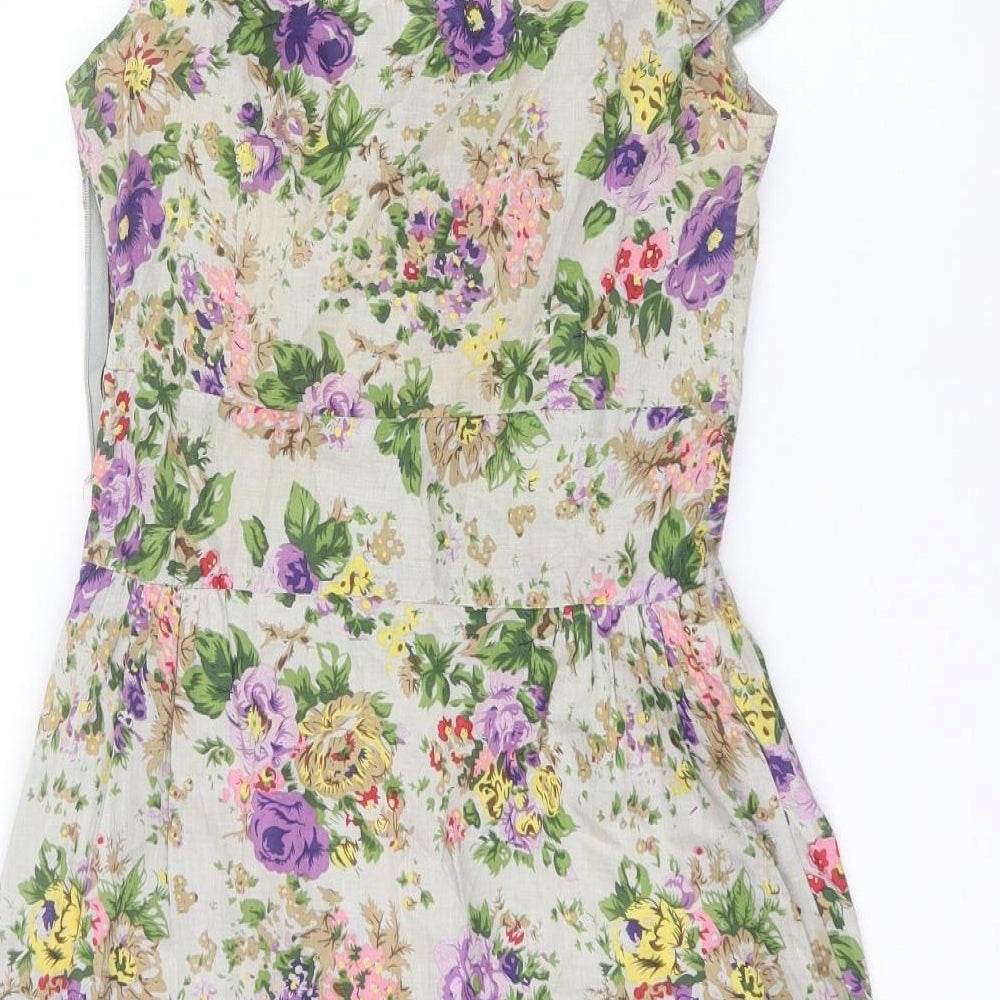 George Womens White Floral  A-Line  Size 8