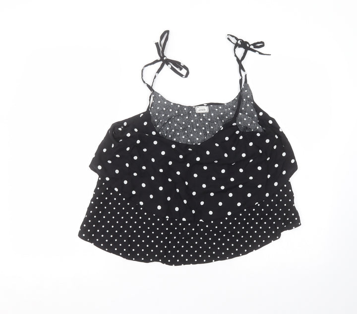 Pimkie Womens Black Polka Dot Basic Blouse Size 10