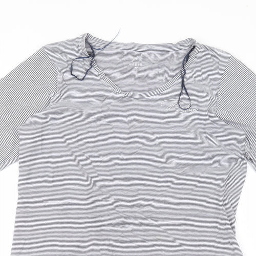 Matalan Womens White Striped  Basic T-Shirt Size M