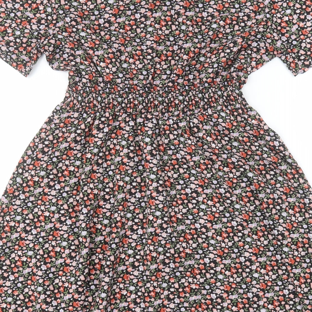 SheIn Womens Black Floral  A-Line  Size M