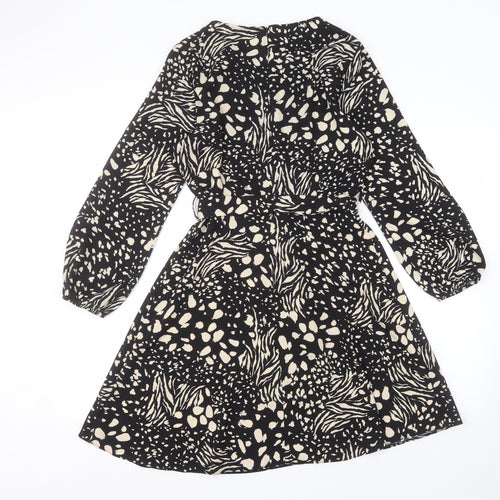 Dorothy Perkins Womens Black Animal Print  A-Line  Size 10