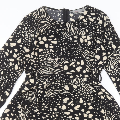 Dorothy Perkins Womens Black Animal Print  A-Line  Size 10