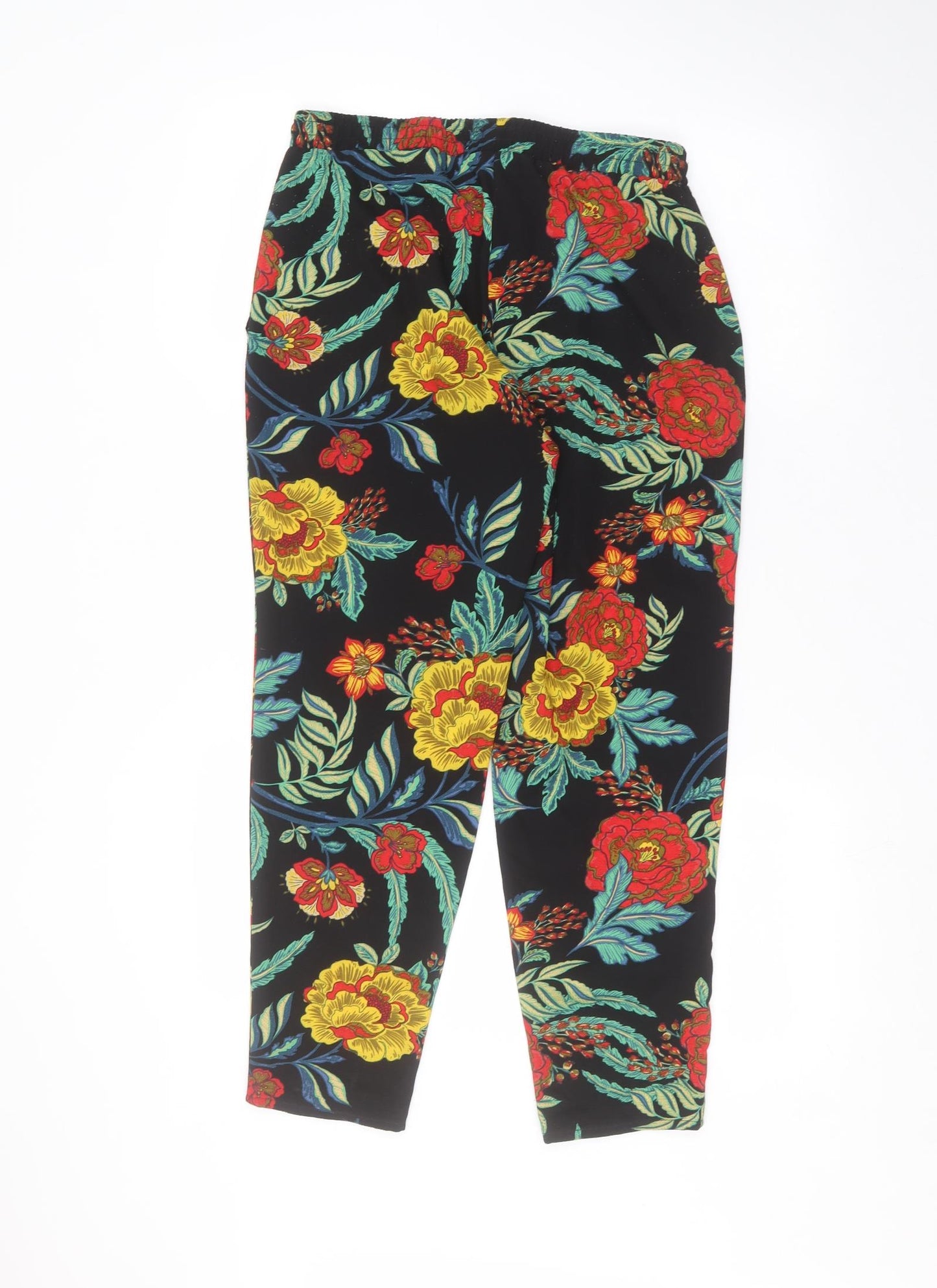 Matalan Womens Black Floral  Trousers  Size 8 L25 in