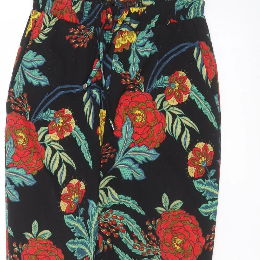 Matalan Womens Black Floral  Trousers  Size 8 L25 in