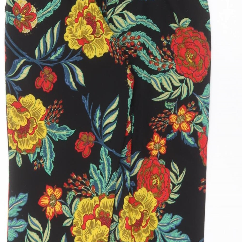 Matalan Womens Black Floral  Trousers  Size 8 L25 in