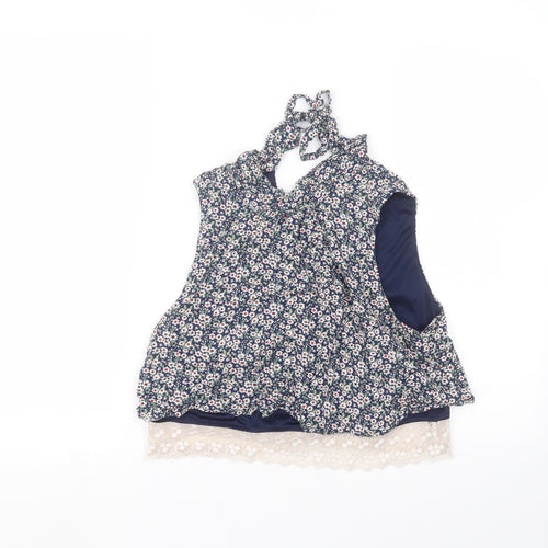 FOREVER 21 Womens Blue Floral  Basic Blouse Size M