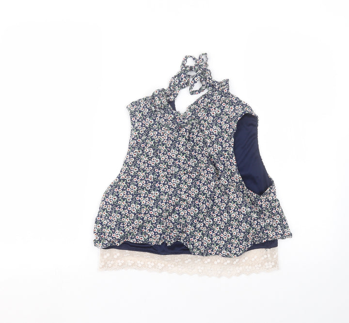 FOREVER 21 Womens Blue Floral  Basic Blouse Size M