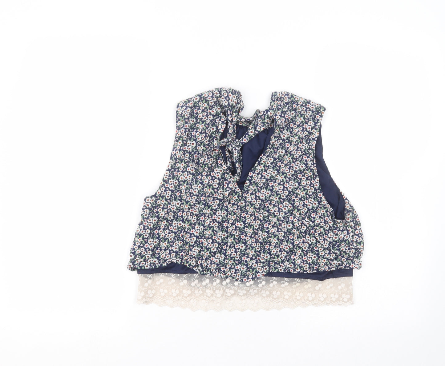 FOREVER 21 Womens Blue Floral  Basic Blouse Size M