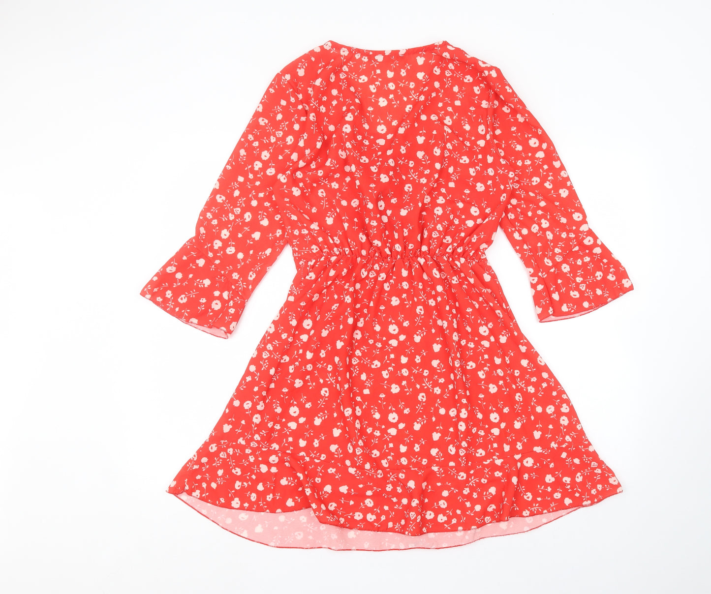 Boohoo Womens Red Floral  A-Line  Size 10