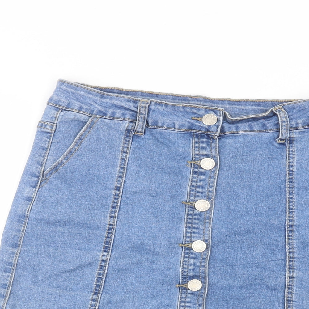 Preworn Womens Blue   Mini Skirt Size L