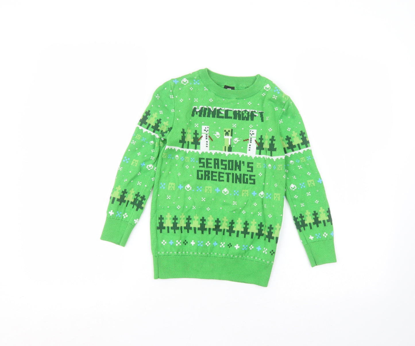 George Boys Green   Pullover Jumper Size 5-6 Years  - Minecraft