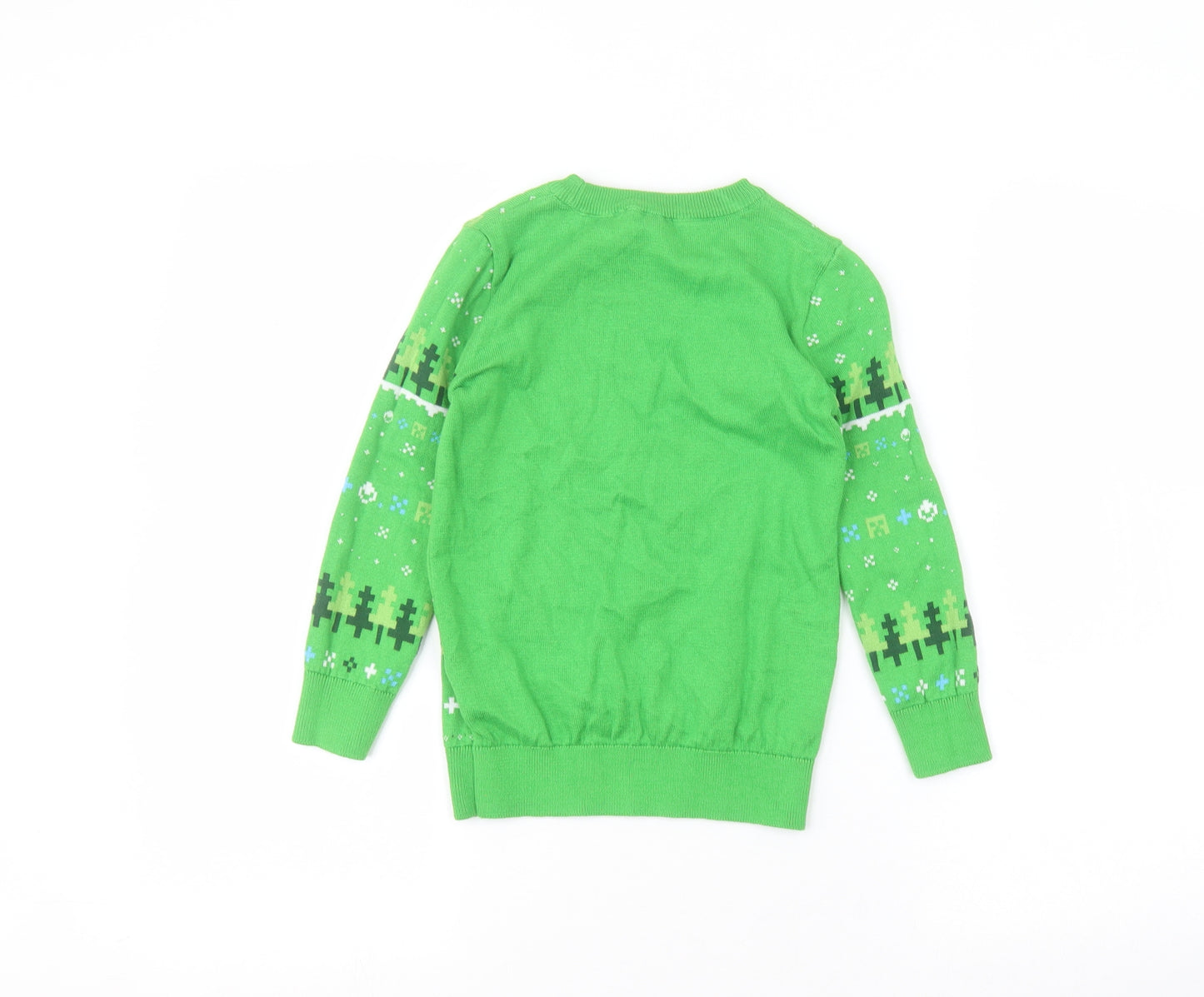 George Boys Green   Pullover Jumper Size 5-6 Years  - Minecraft