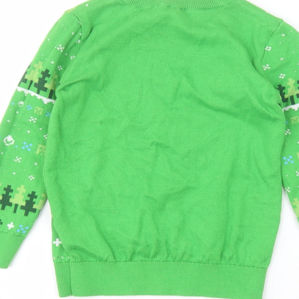George Boys Green   Pullover Jumper Size 5-6 Years  - Minecraft