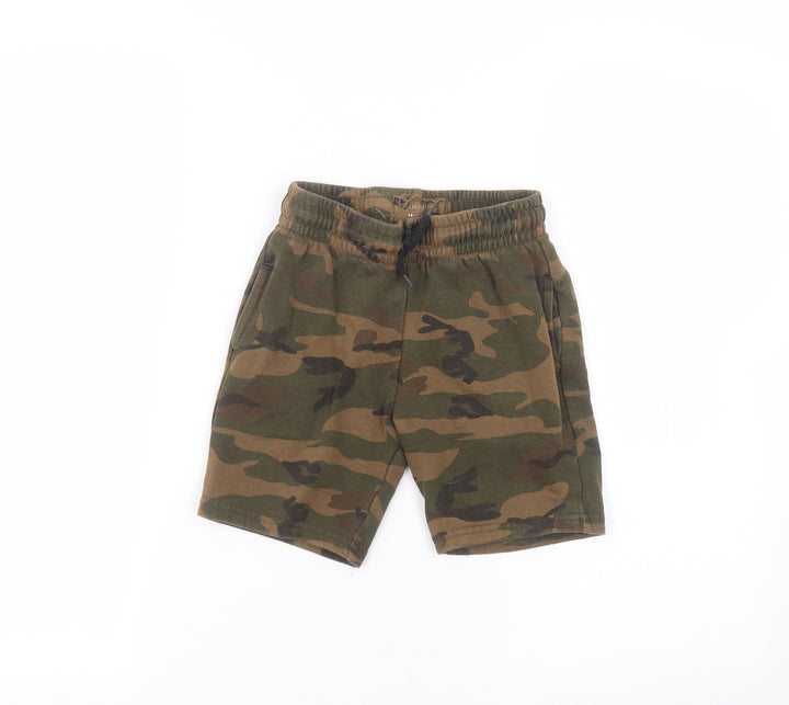 Primark Boys Green Camouflage  Sweat Shorts Size 5-6 Years