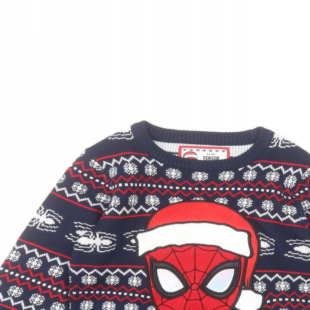Marvel Boys Blue   Pullover Jumper Size 2-3 Years  - Spiderman