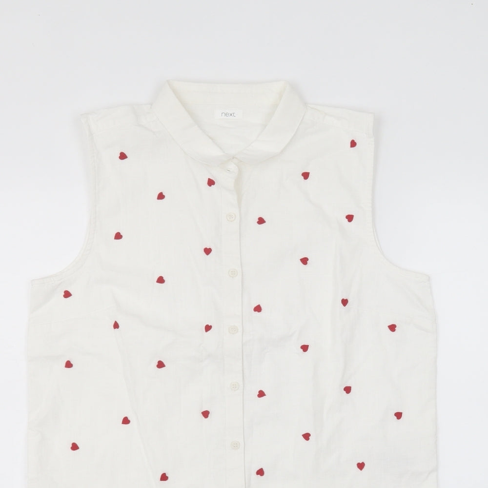 NEXT Girls White Polka Dot  Basic Button-Up Size 16 Years