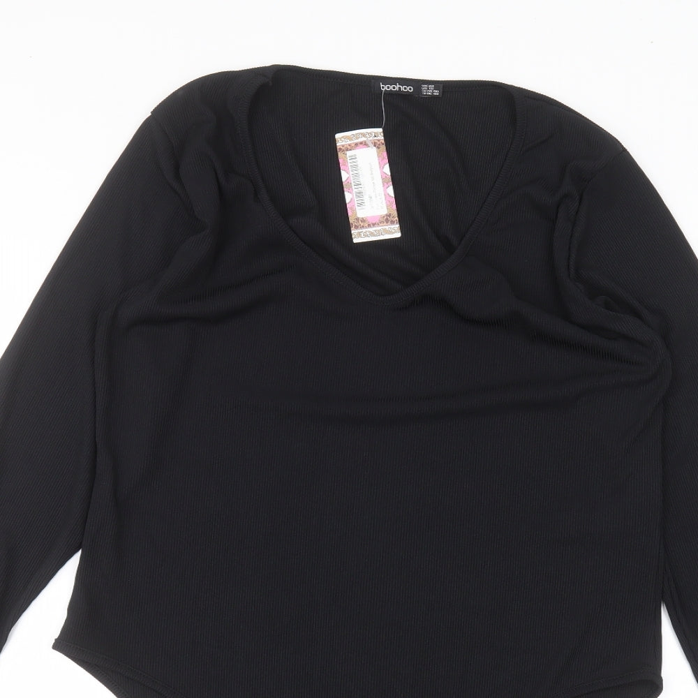 Boohoo Womens Black   Bodysuit One-Piece Size 22