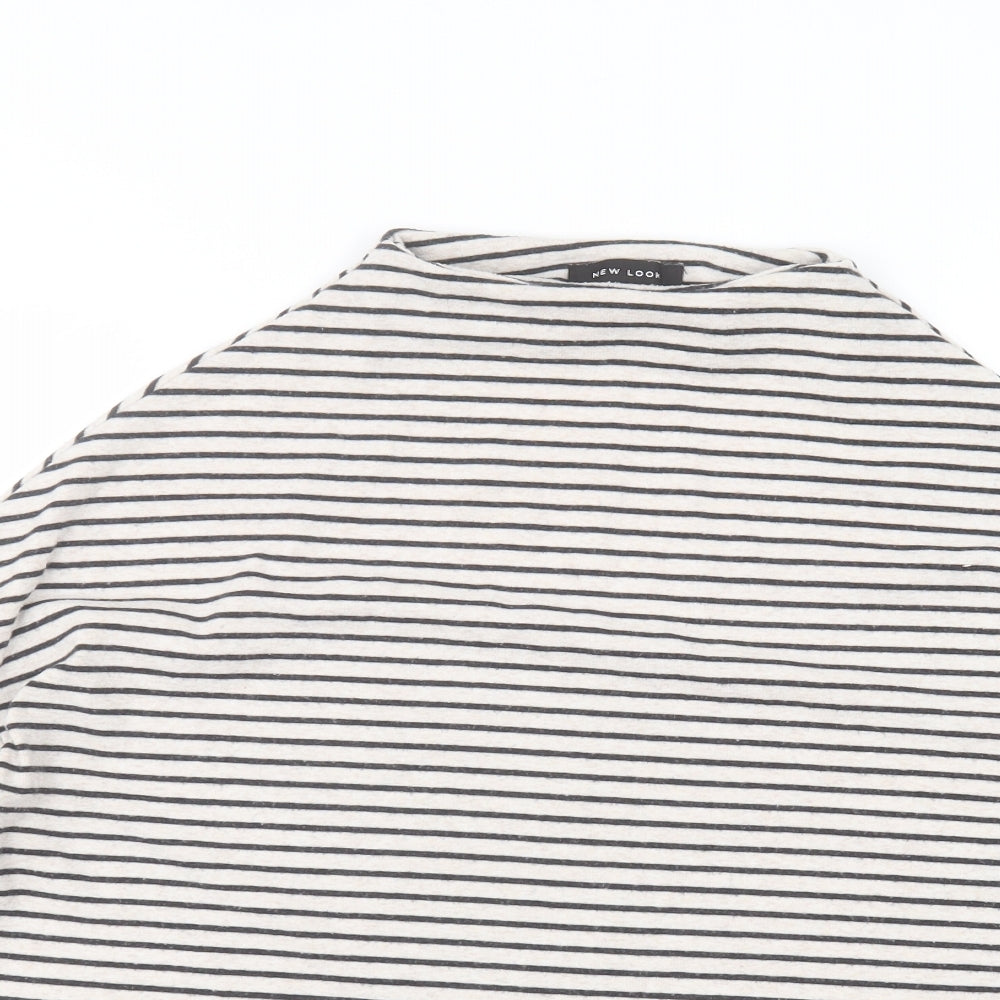 New Look Womens White Striped  Basic T-Shirt Size 8