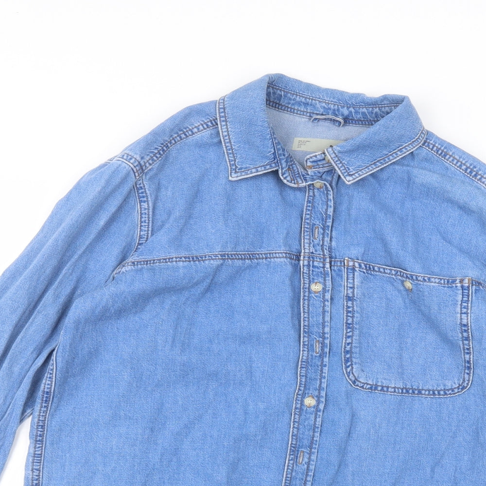 Topshop Womens Blue   Basic Button-Up Size 8