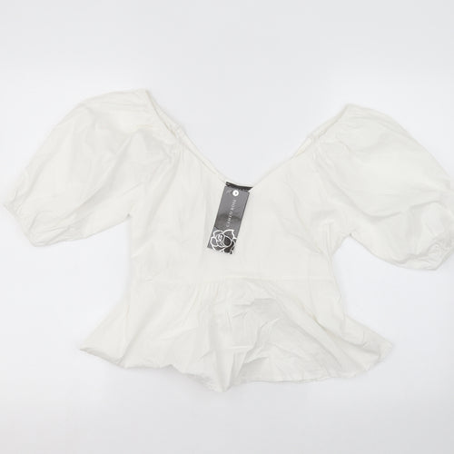 CAMEO ROSE Womens White   Basic T-Shirt Size S