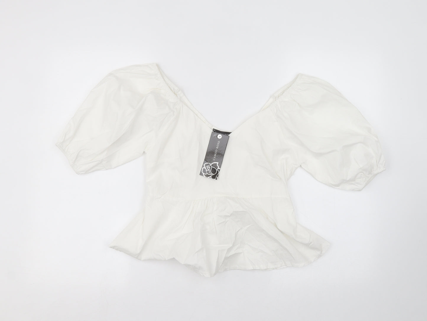 CAMEO ROSE Womens White   Basic T-Shirt Size S