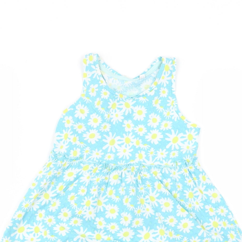 Blue Zoo Girls Blue Floral  A-Line  Size 3-4 Years