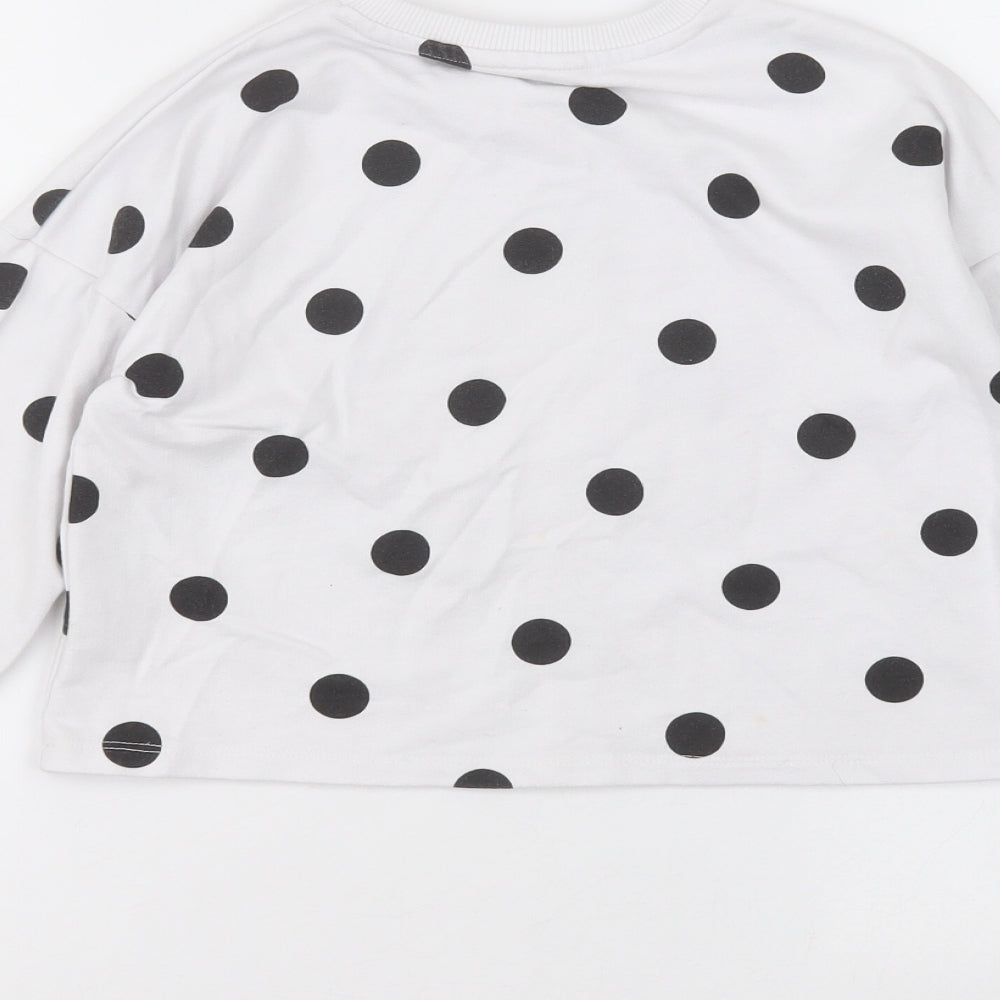 Primark Girls White Polka Dot  Pullover Jumper Size 9-10 Years  - unicorn