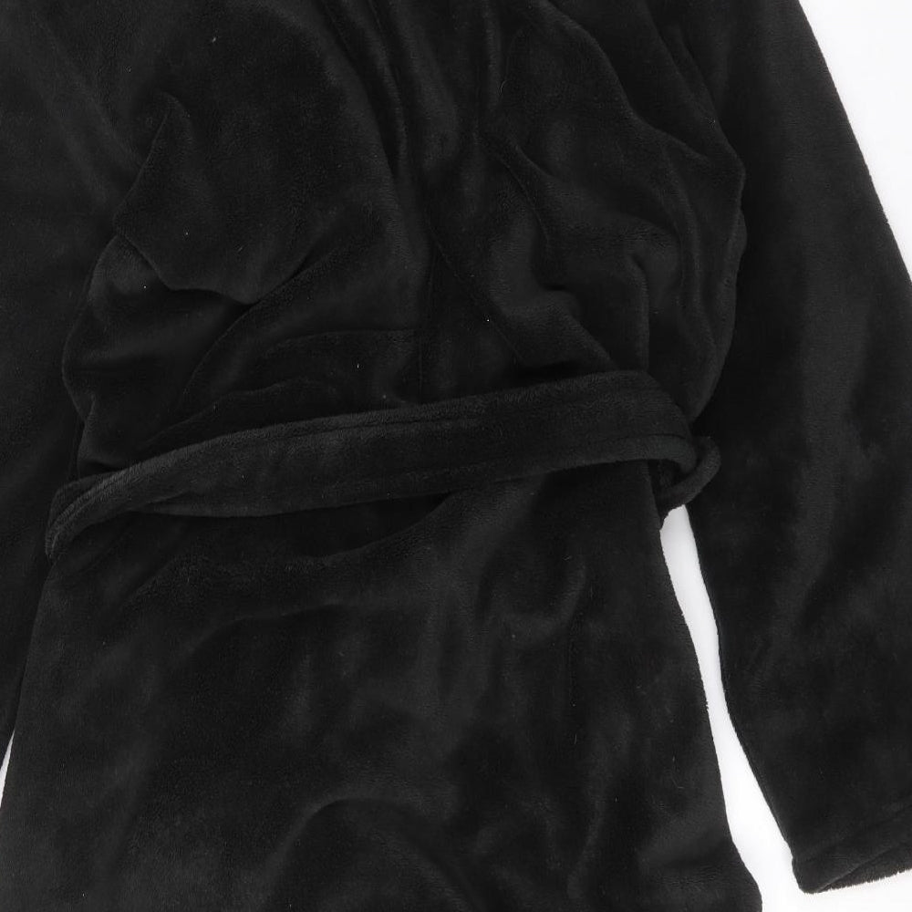 Atlantic Bay Mens Black Solid   Robe Size M