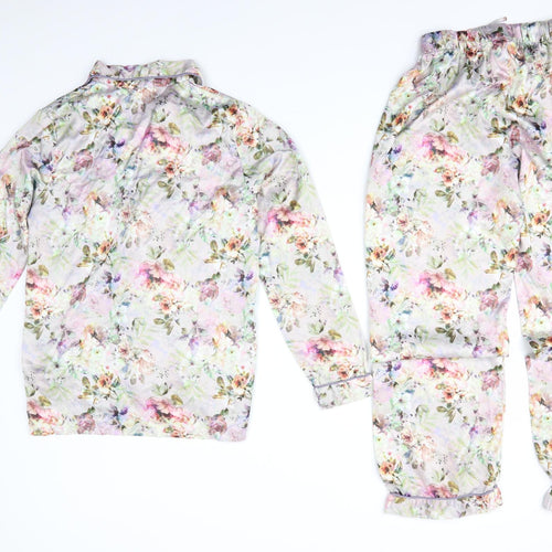 Secret Posessions Womens Pink Floral Satin  Pyjama Set Size 6  - Piped trim