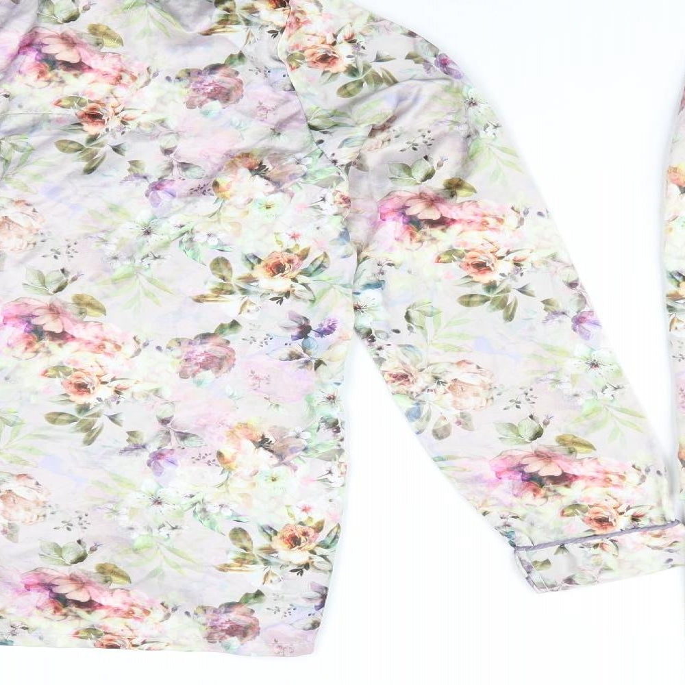 Secret Posessions Womens Pink Floral Satin  Pyjama Set Size 6  - Piped trim