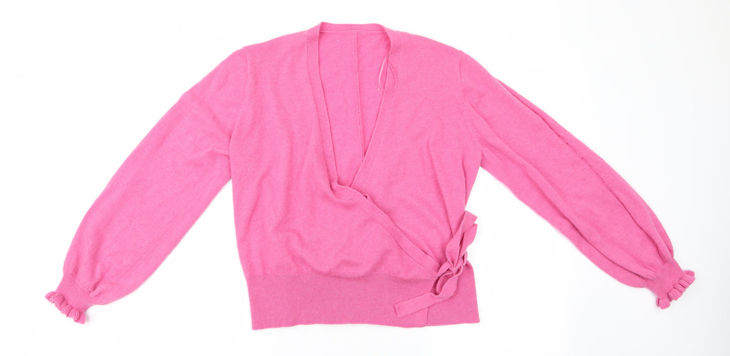 NEXT Womens Pink   Cardigan Jumper Size 12  - Wrap Style Cardigan Frilled Cuffs