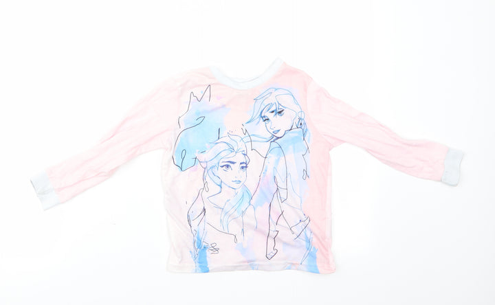 Disney Girls Pink Solid Pyjama Top Size 5-6 Years - Frozen II Anna & Elsa